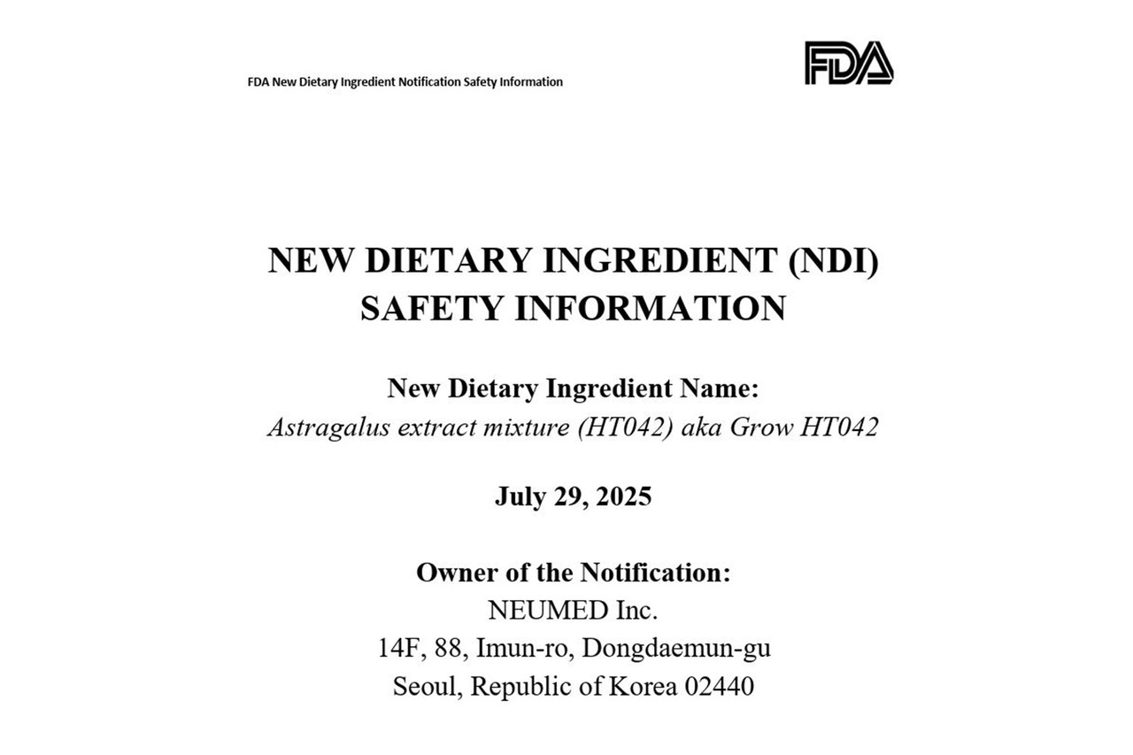 HT042 received a No Objection response through the U.S. FDA New Dietary Ingredient notification (NDIN) process