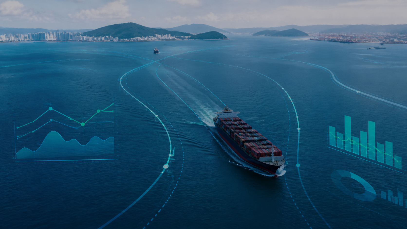 Vessel tracking and route simulation screen