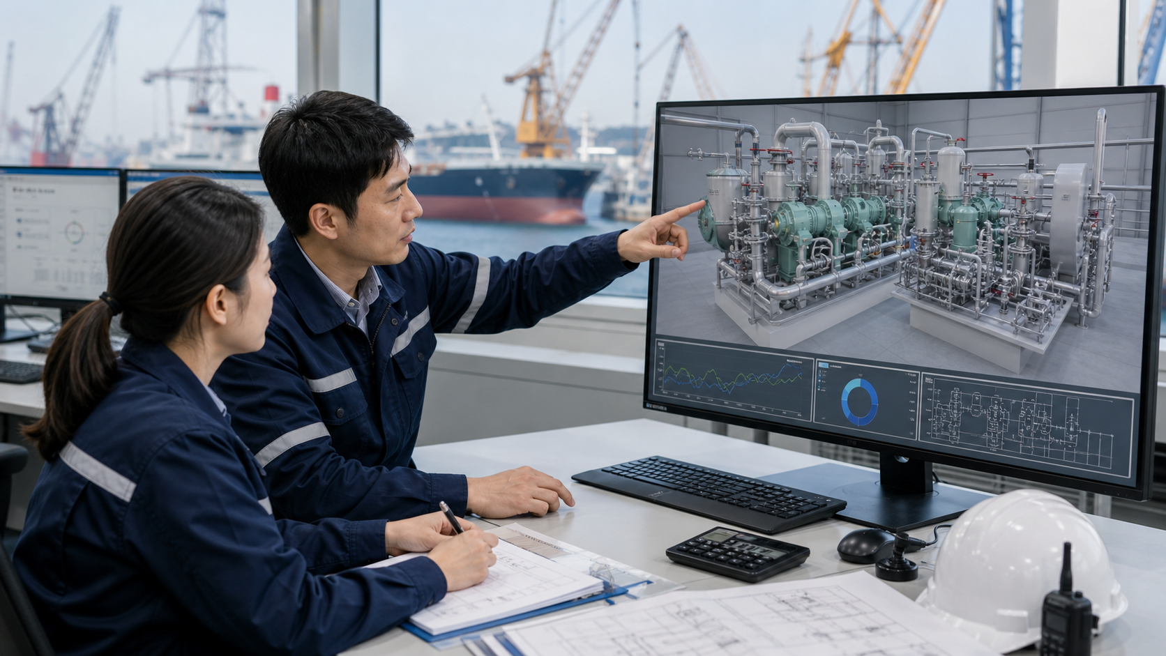 Realistic ship equipment monitoring image