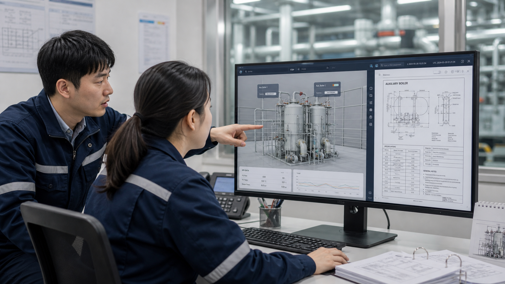 Hanwha Ocean Digital Twin secure document management screen