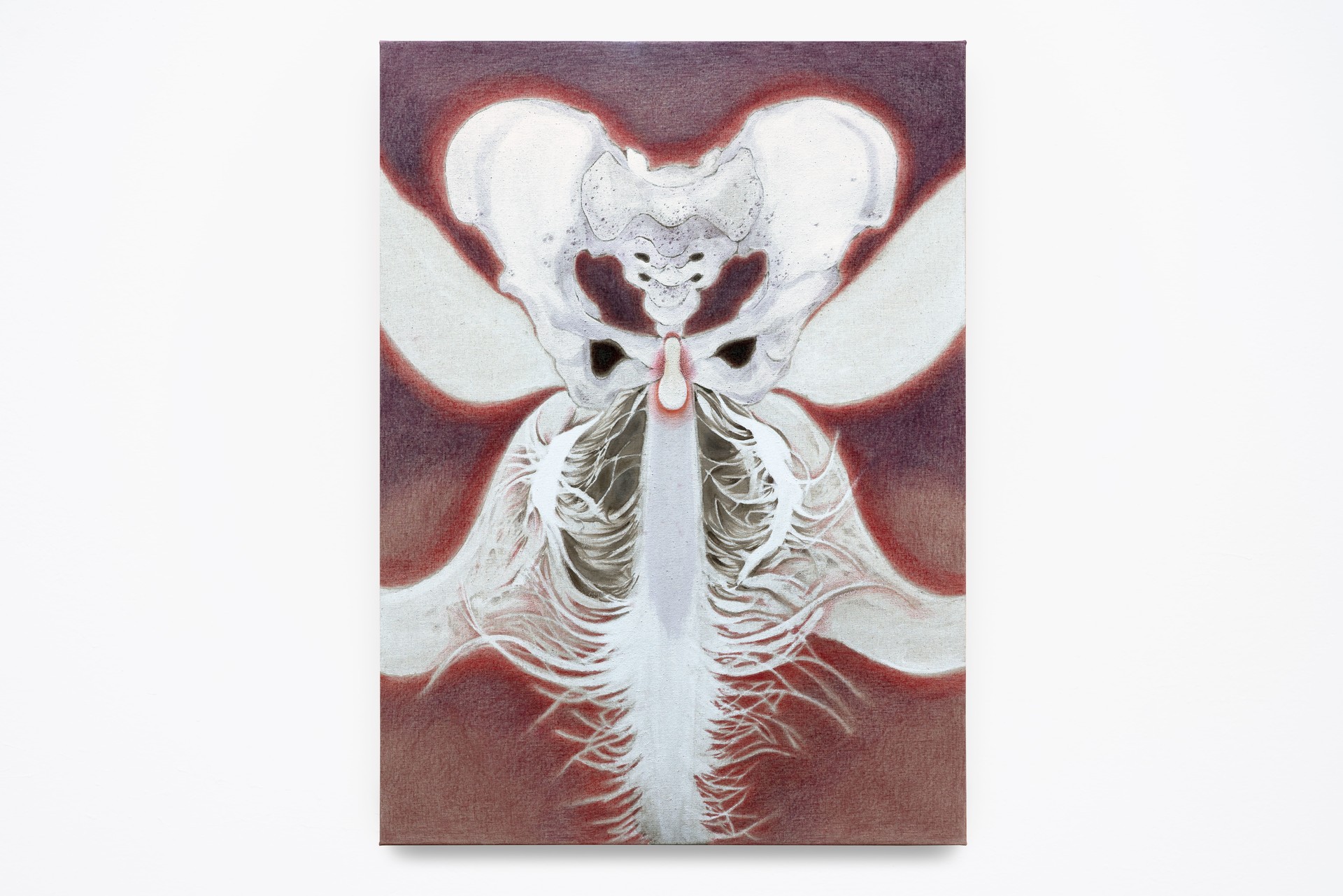 증언하는 몸(The Testifying Body), 2026, 리넨에 분채, 호분, 색연필(Pigment, Shell White, Color Pencil on Linen), 73 × 53cm