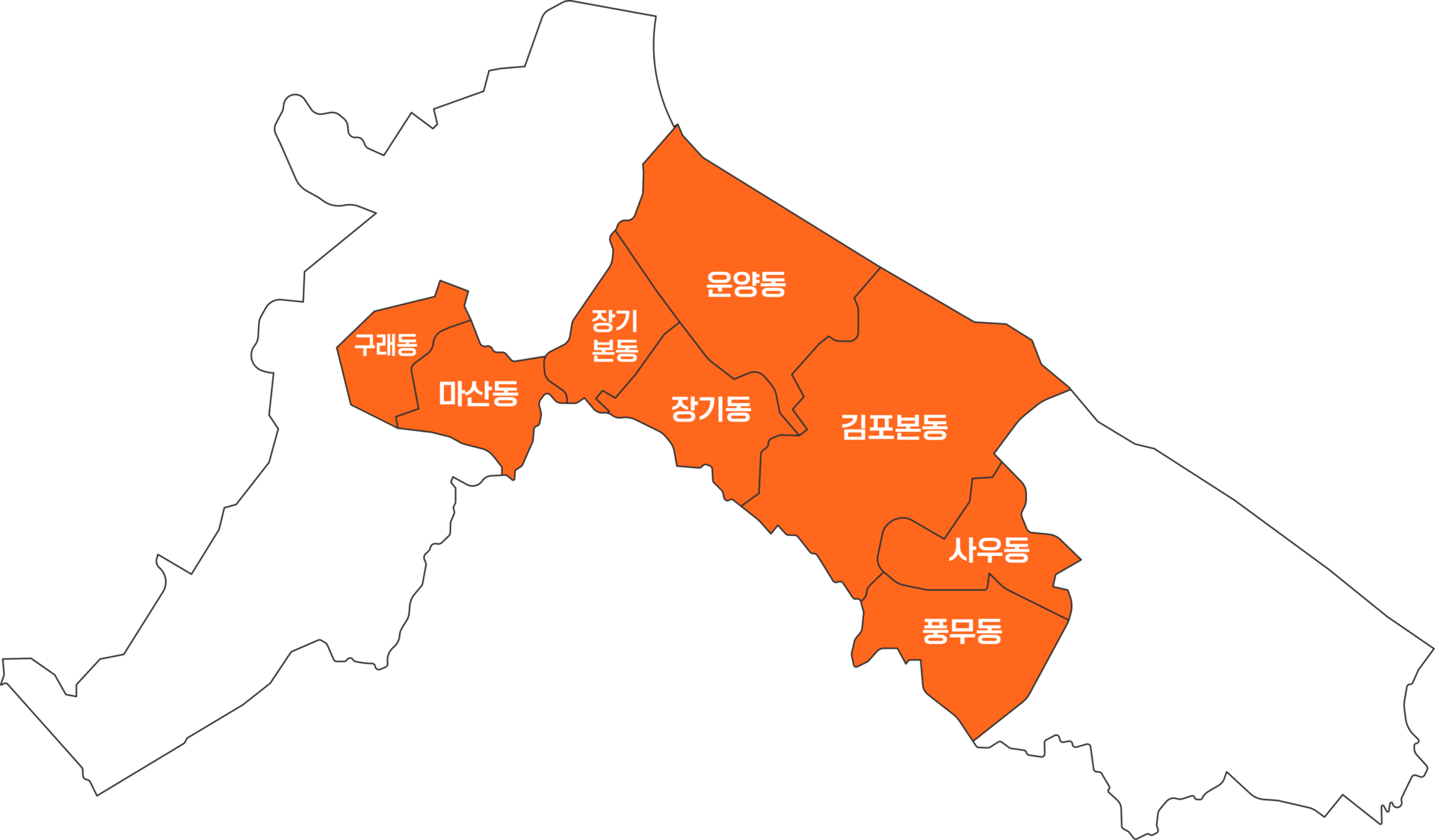 김포시 배송 가능 지역 지도