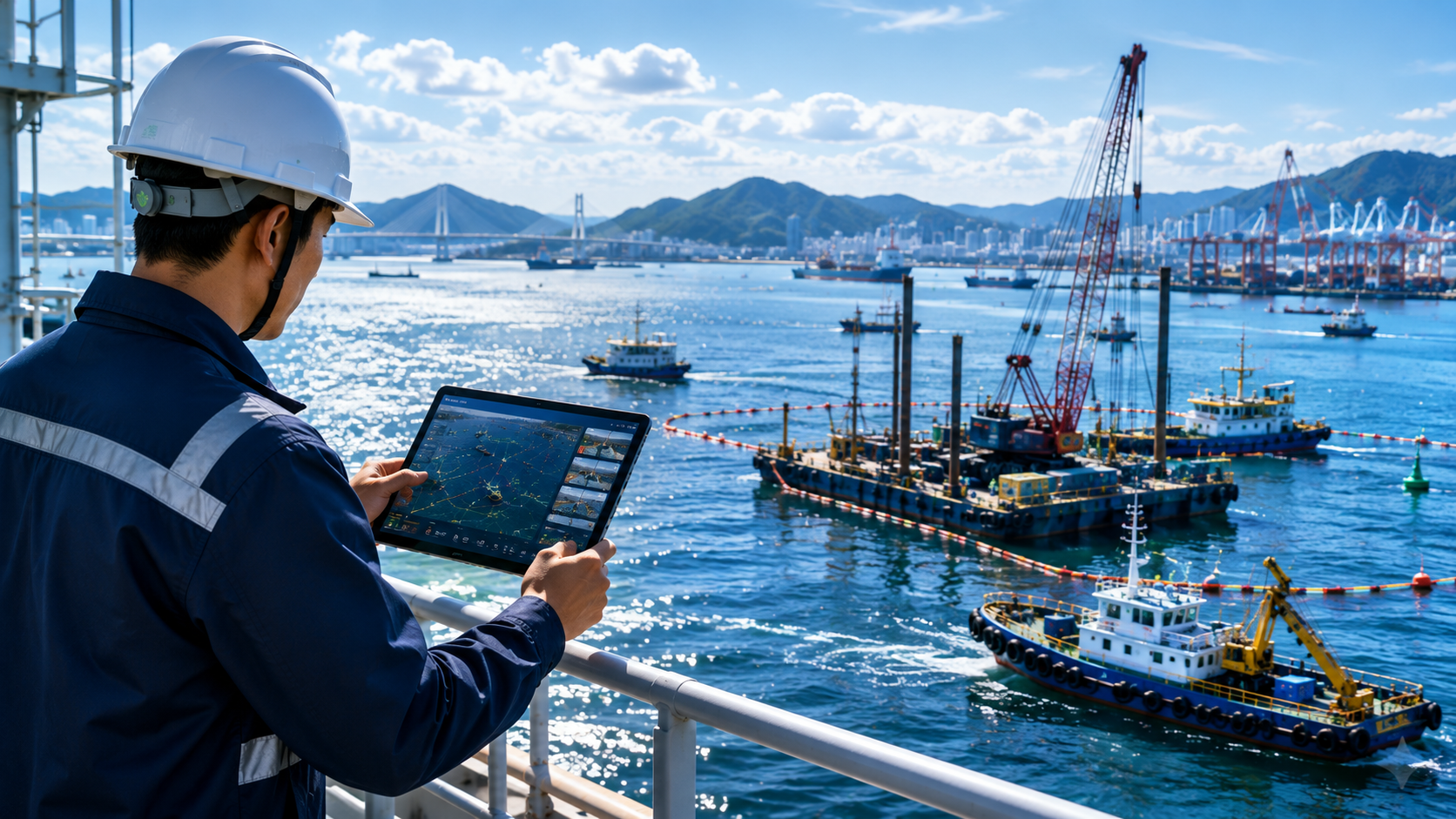 AR-based marine construction monitoring screen