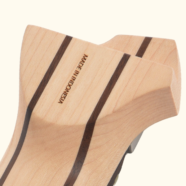 Neck heel of the Hex Guitars HN3 BAR S/MDP, stamped Made in Indonesia