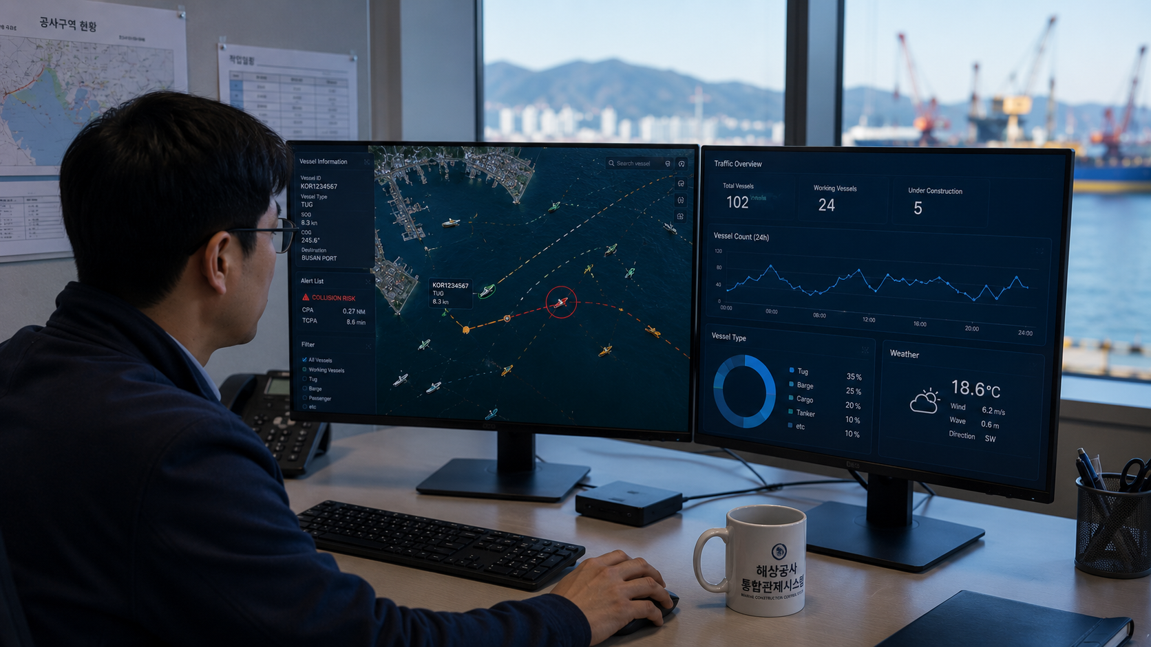 Real-time vessel positioning image