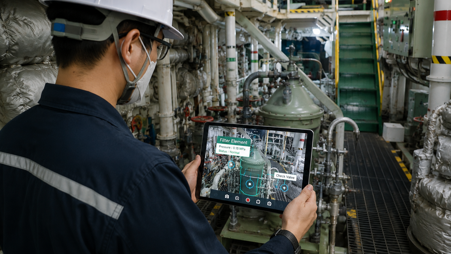 Smart Marine Cloud XR-based maintenance service screen