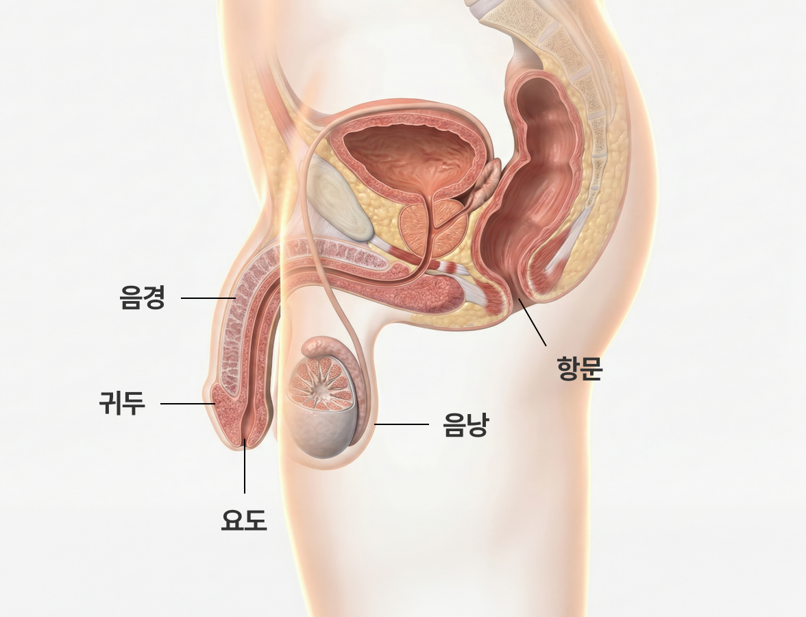 곤지름이 가장 흔한 음경·귀두 발생 부위 그림
