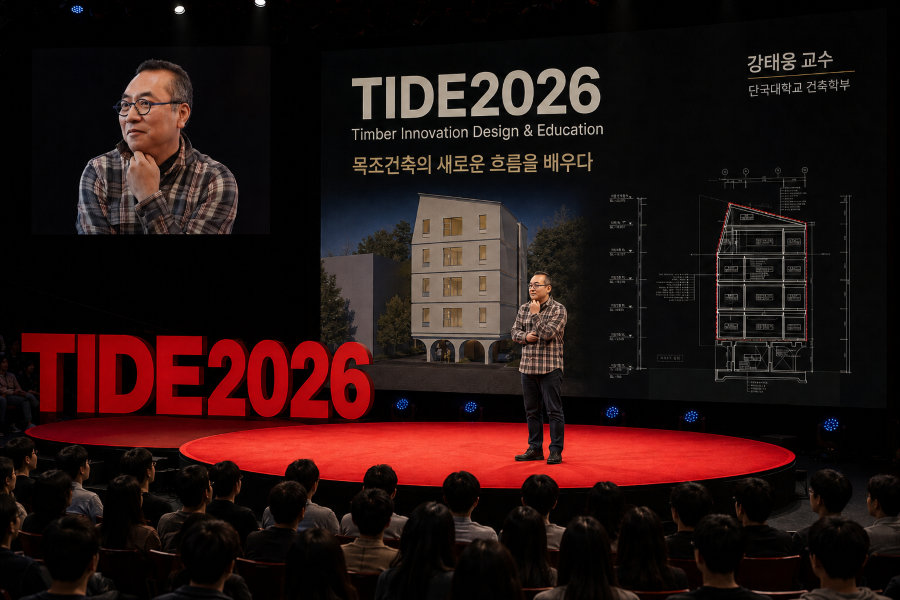 TIDE2026 즉 2026대한민국목재산업박람회의 대학생 공개수업 행사를 보여주는 이미지이다