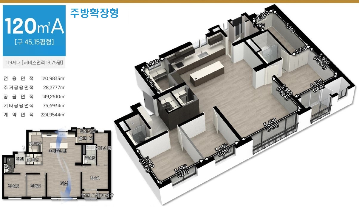 세대안내 - 120㎡A 주방확장형