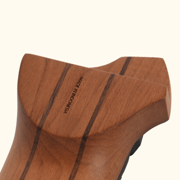 Neck heel of the Hex Guitars HZ8 S/BK, stamped Made in Indonesia