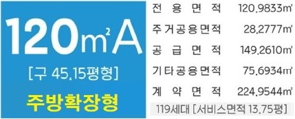 세대안내 - 120㎡A 주방확장형 플랜