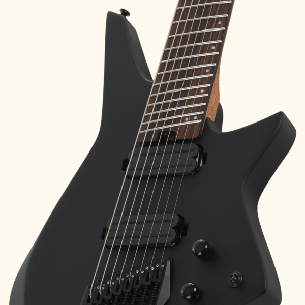 Dual passive rail humbuckers on the Hex Guitars HZ8 S/BK