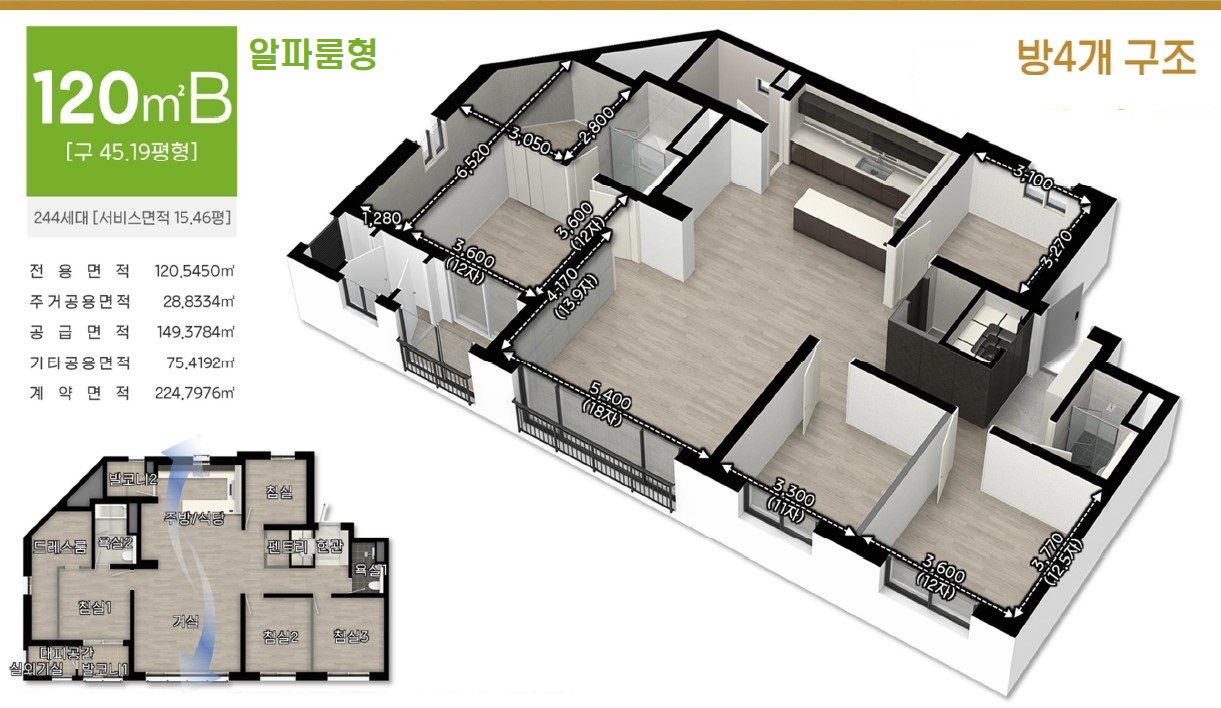 세대안내 - 120㎡B 알파룸형