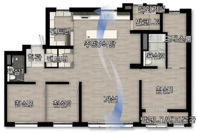세대안내 - 120㎡A 주방확장형 평면도
