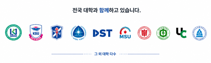 한국인성교육협회가 전국 대학과 함께 대학생활 적응, 진로·취업, 창의인성, RISE 및 혁신지원사업 교육을 운영한 대학 교육 운영 사례 이미지
