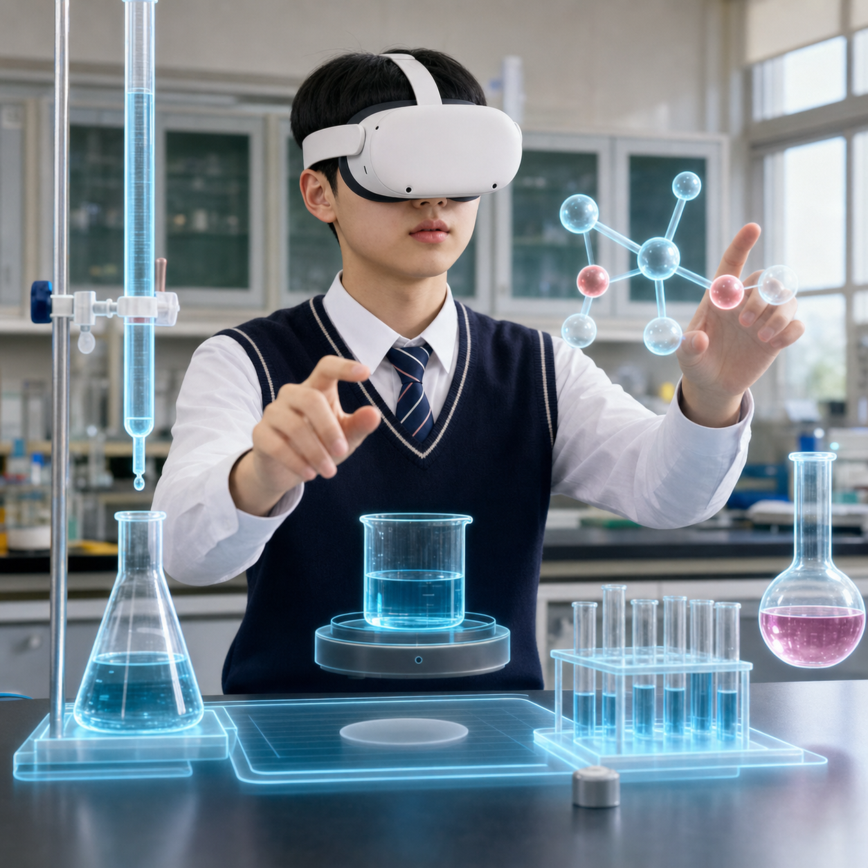 안전한 과학 실험 VR 실습 이미지