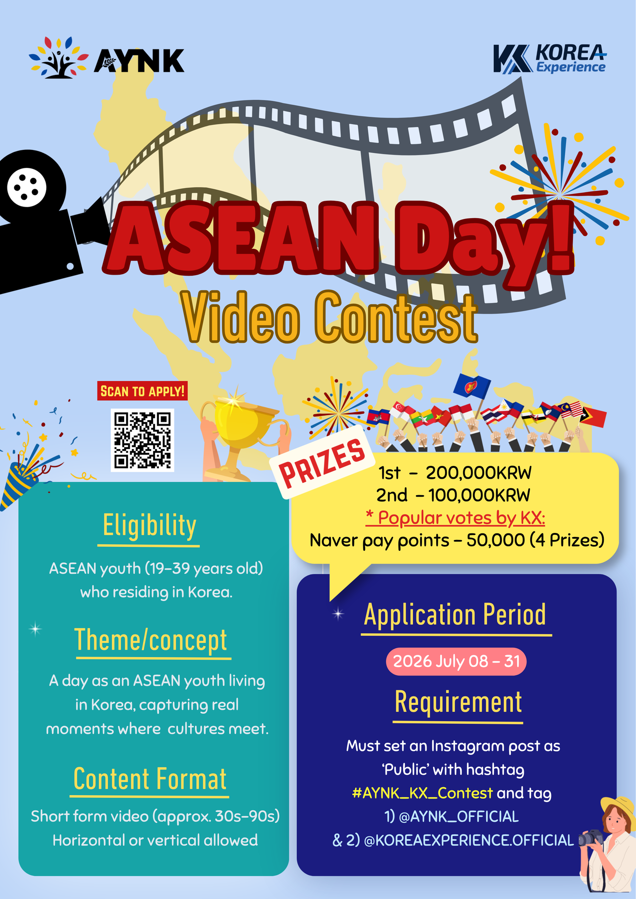A Day as an ASEAN Youth Living in Korea Video Contest poster.