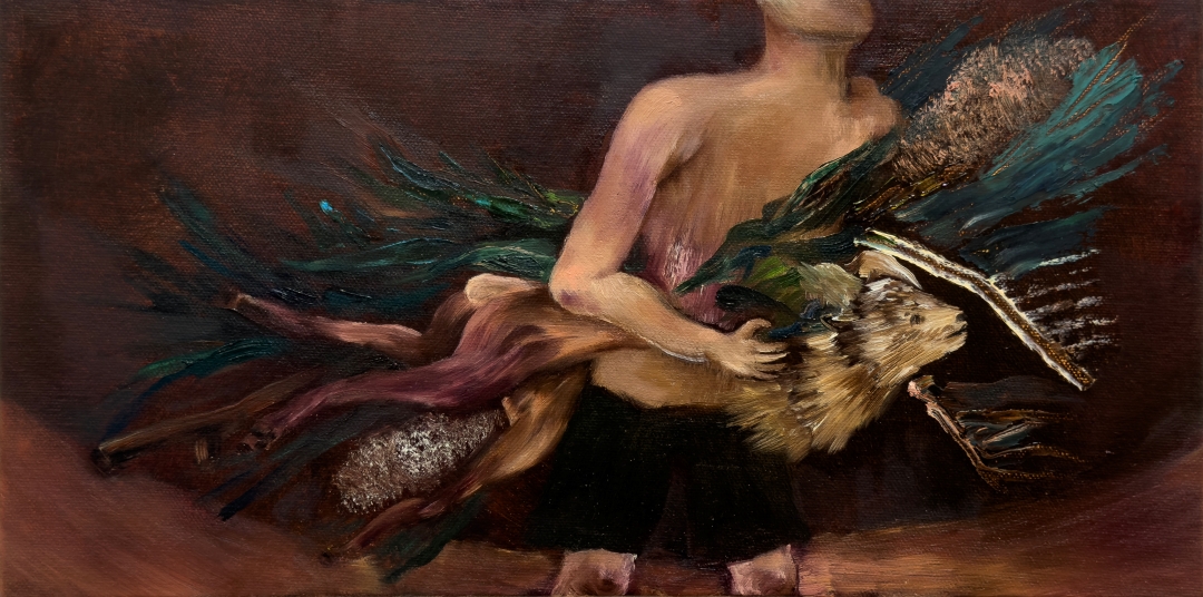 〈원시의 영감〉, 2026, Oil on canvas, 20 × 40 cm