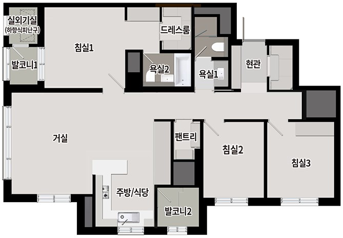 세대안내 - 84㎡B 평면도
