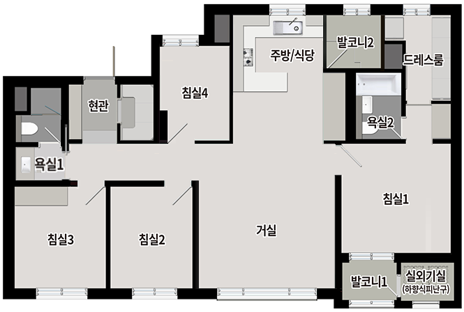 세대안내 - 84㎡A 평면도