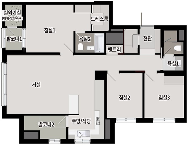 세대안내 - 84㎡D 평면도