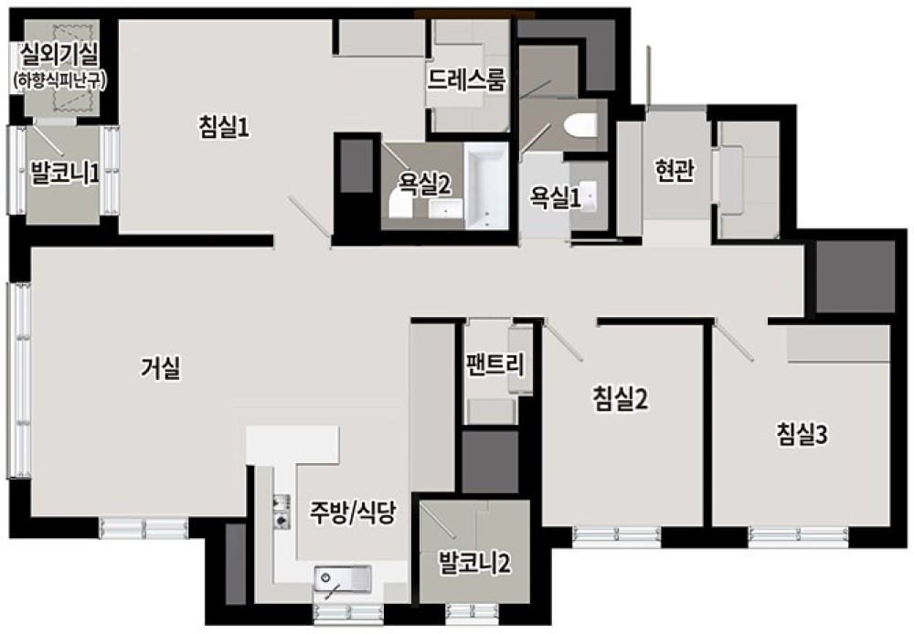 세대안내 - 84㎡B 평면도