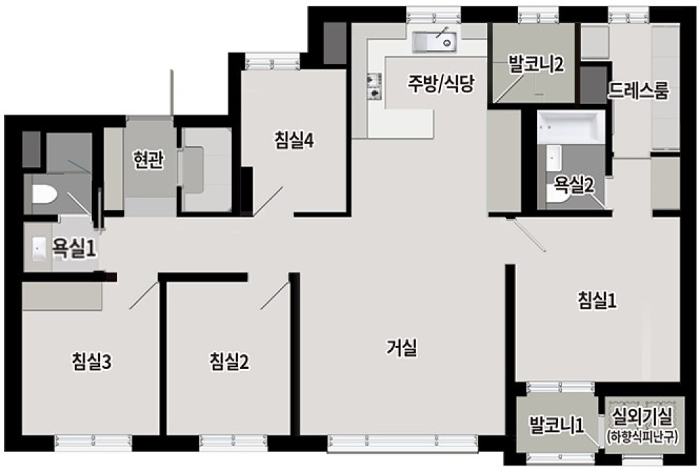 세대안내 - 84㎡A 평면도
