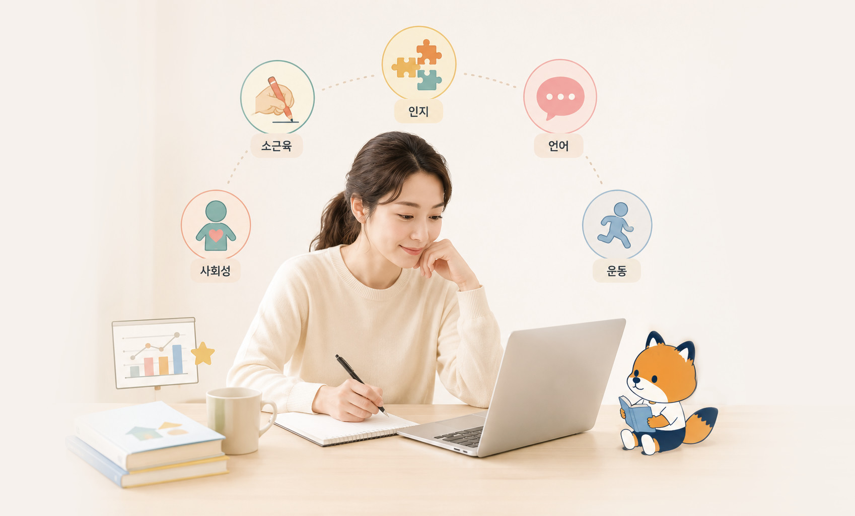아이 발달을 살펴보는 부모와 추추