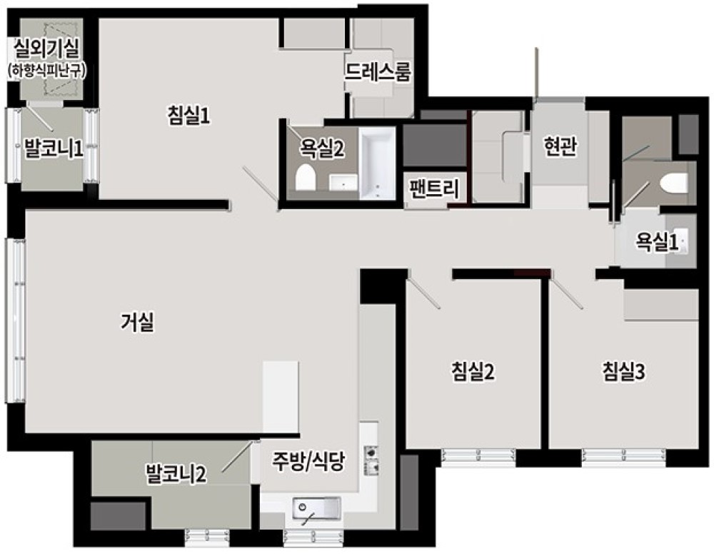 세대안내 - 84㎡D 평면도