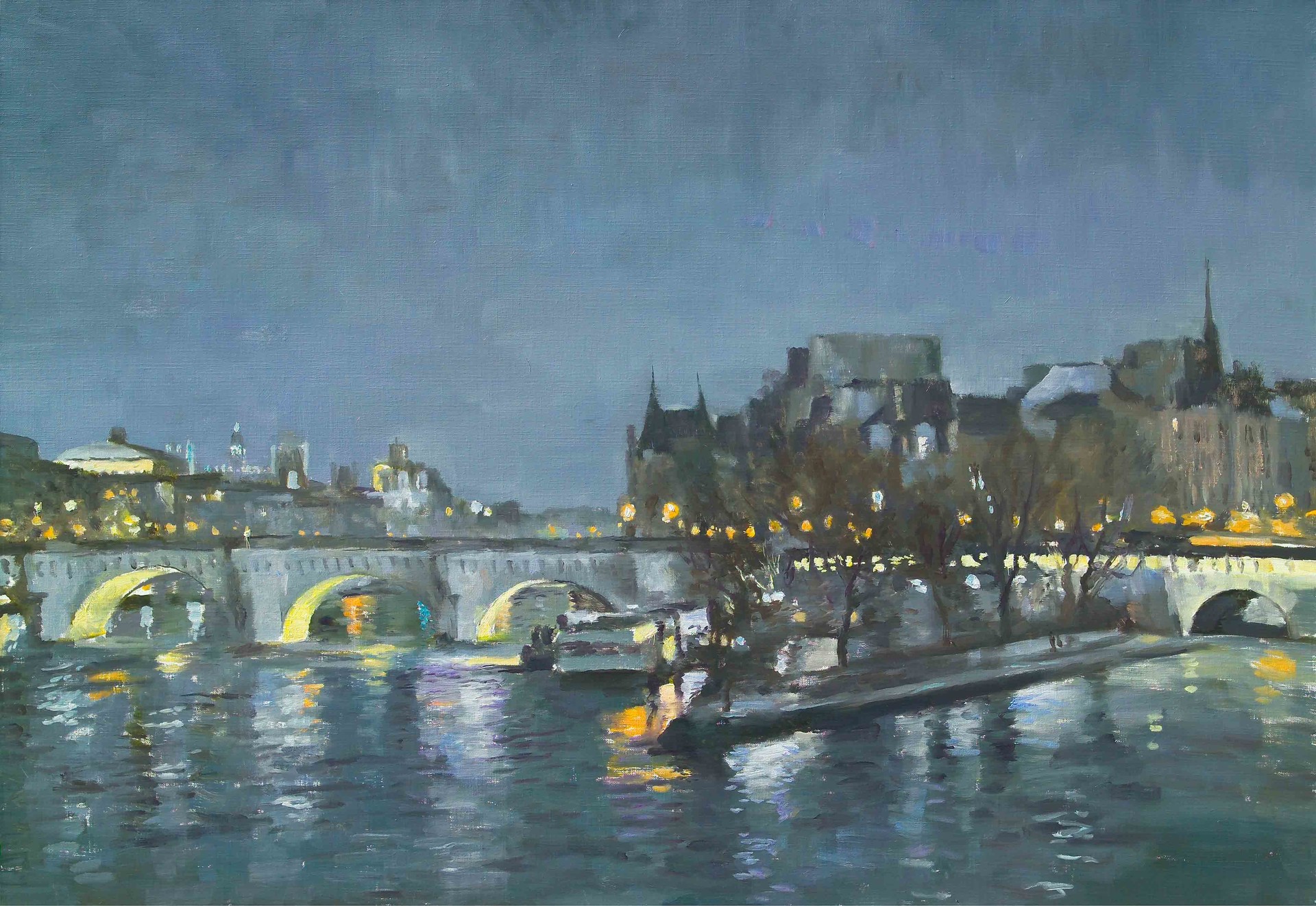 밤-pont-neuf, oil on canvas, 116.7 x 80cm © Lee Wonhee / Gallery J.ONE