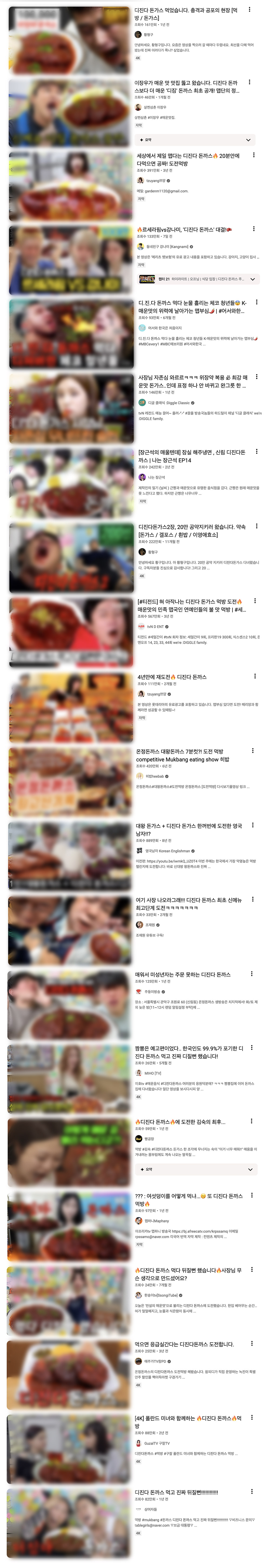 디진다돈까스 유튜브 콘텐츠