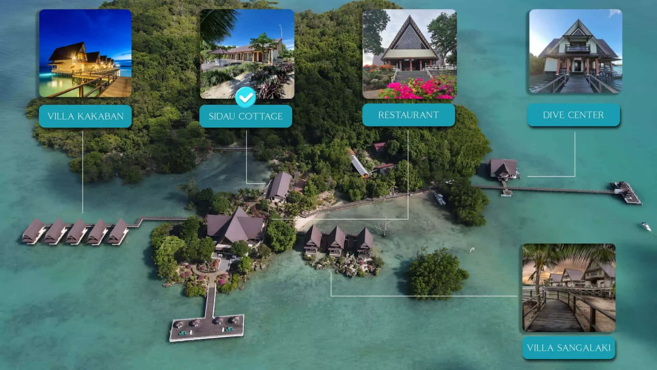 Sienna Resort Maratua 객실 및 부대시설 배치 안내