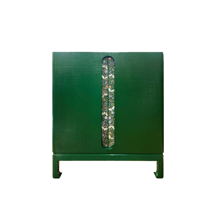 Butterfly & Arabesque Hemp Decorative Cabinet (jade green, medium)