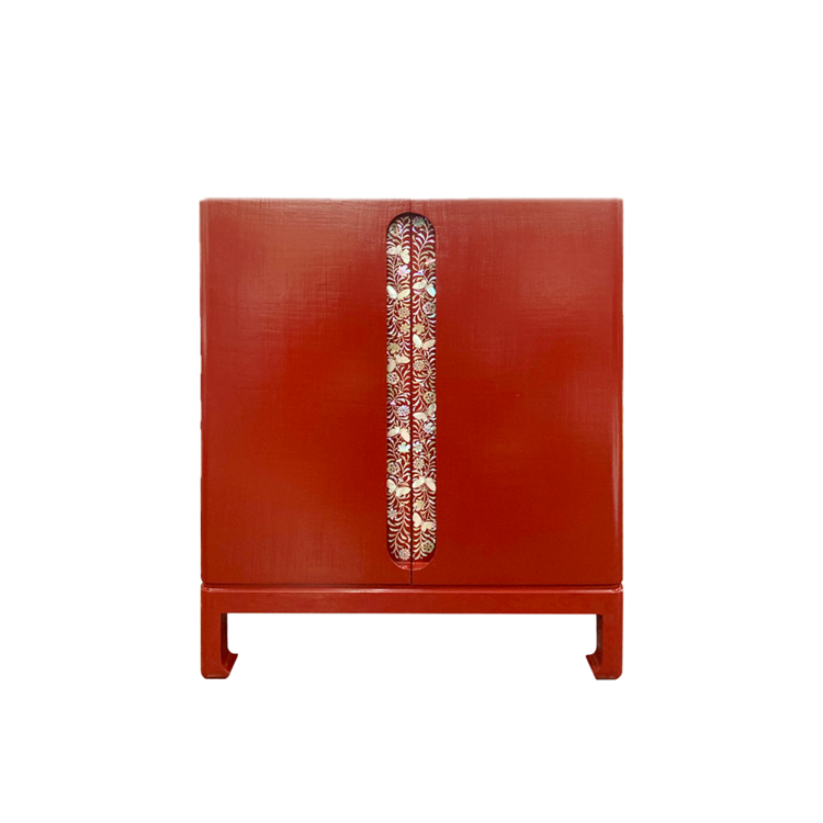 Butterfly & Arabesque Hemp Decorative Cabinet (burgundy, medium)