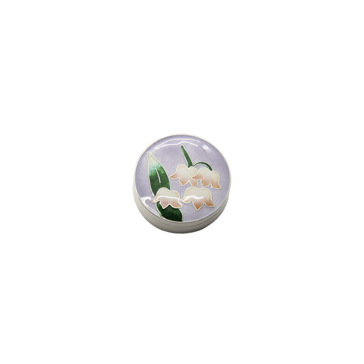 Lily of the Valley Silver Cloisonné Pill Chest (violet, small)