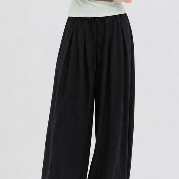 LINEN HAREM BANDING PANTS BLACK 상세 이미지