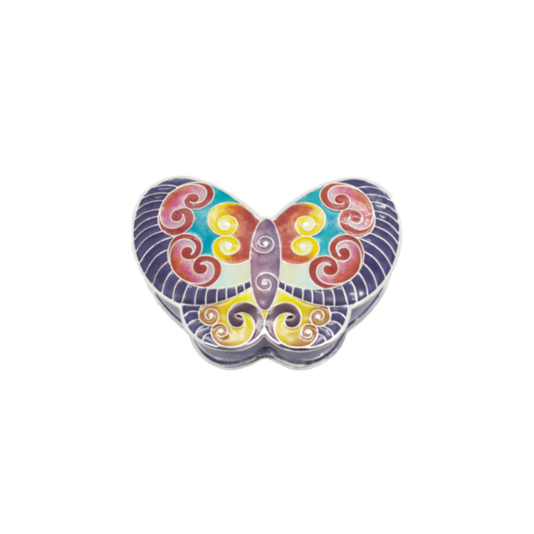 Butterfly-shaped Silver Cloisonné Chest (violet)