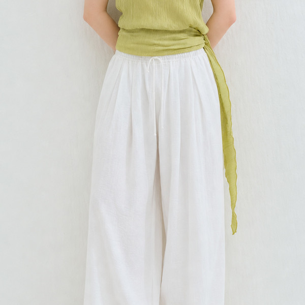 LINEN HAREM BANDING PANTS WHITE 상세 이미지