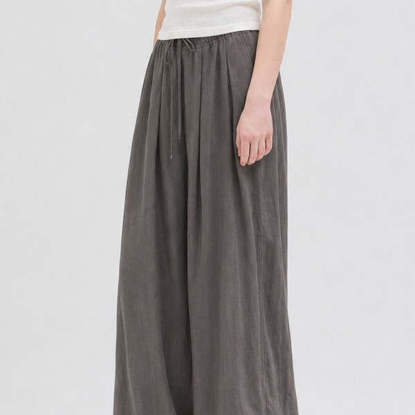 LINEN HAREM BANDING PANTS CHARCOAL 상세 이미지