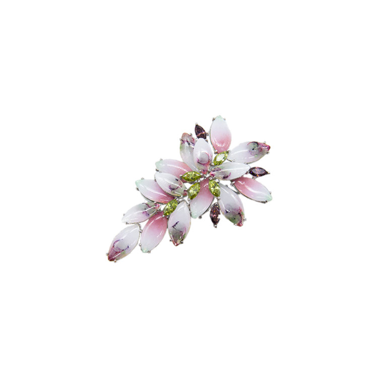Wisteria Silver Cloisonné Brooch (peach pink)