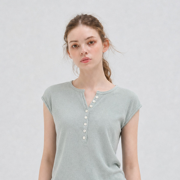 BUTTON CAP SLEEVE KNIT LIGHT MINT 상세 이미지