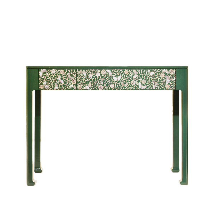 Butterfly arabesque hemp console jade green