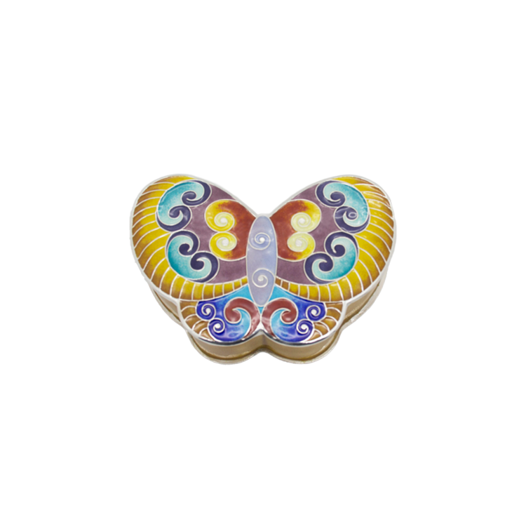 Butterfly-shaped Silver Cloisonné Chest (forsythia yellow)
