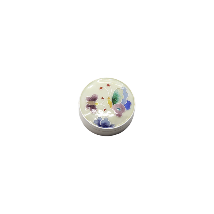 Butterfly Silver Cloisonné Pill Chest (ivory, small)