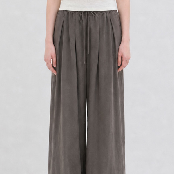LINEN HAREM BANDING PANTS CHARCOAL 상세 이미지