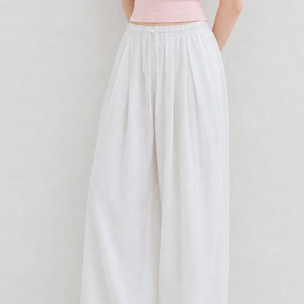 LINEN HAREM BANDING PANTS WHITE 상세 이미지