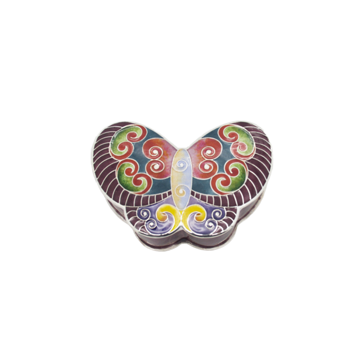 Butterfly-shaped Silver Cloisonné Chest (indigo)