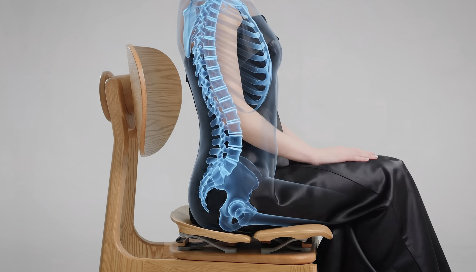 NOOGI posture technology showing spinal alignment, focus, and responsive movement