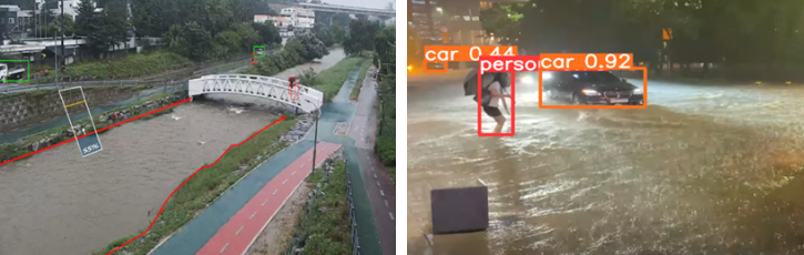 자연재난 AI 영상분석 사례 하천 범람과 도로 침수 감지