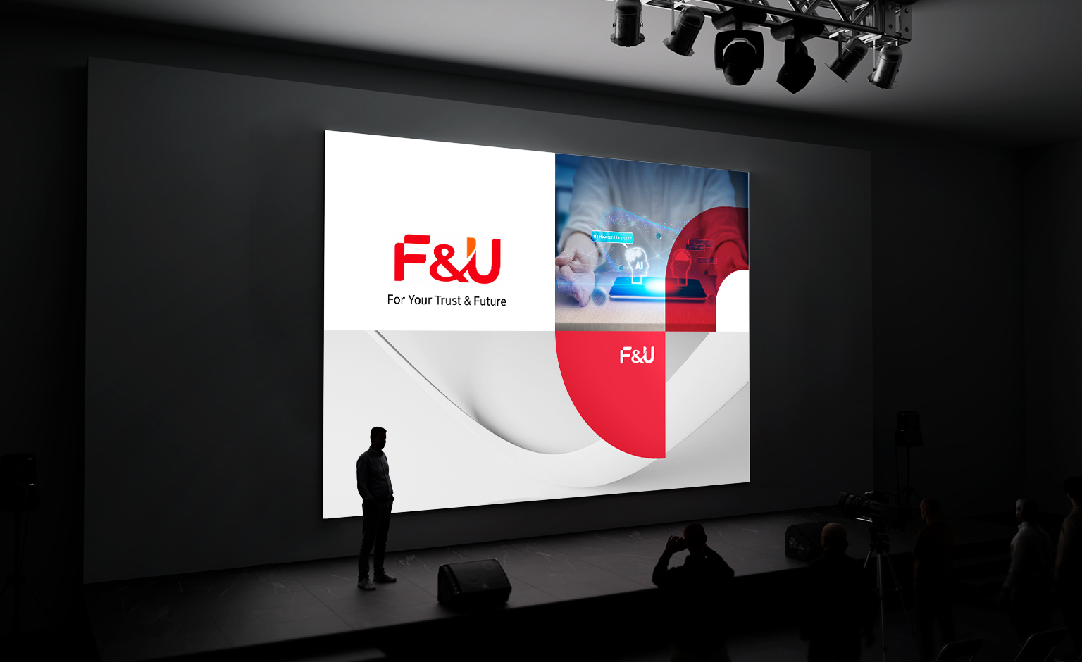 F&U 회사소개서 윈피티 포트폴리오 ppt 디자인 회의장 목업 적용
